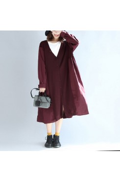 purple red patchwork cotton silk sweater outwear oversize casual knit long coats