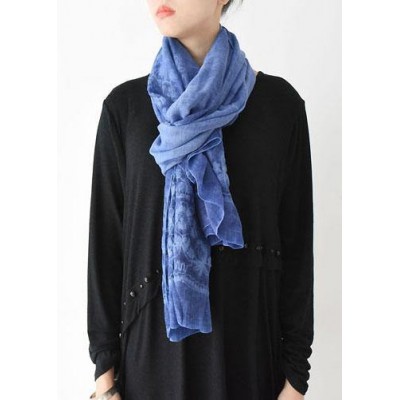 winter women embroidery cotton blended scarf rectangular blue big scarves