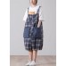 Plus Size Black Plaid Jeans Jumpsuit Shorts Cotton