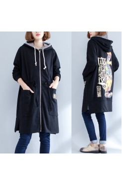 winter prints cotton sport cardigans oversize casual side open coat