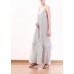 White Stripe Suspender Large Chiffon Jumpsuit Wide Leg Pants Summer