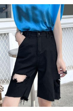 Chic Black High Waist Hole shorts Pants