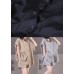 Solid Grey Silk Shirts And Shorts Two Pieces Set Peter Pan Collar Button Wrinkled Summer