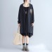 autumn women prints black cotton cardigan oversize fashion  fit hooded trench coat