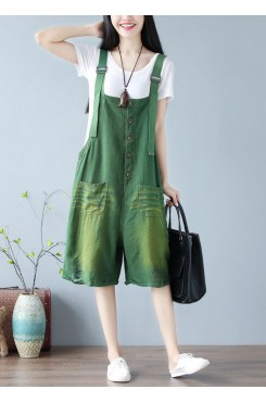 Plus size Green pocket hot pants Jumpsuit Summer