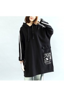 Oversized black hoodies cotton coats warm pullover plus size winter dresses