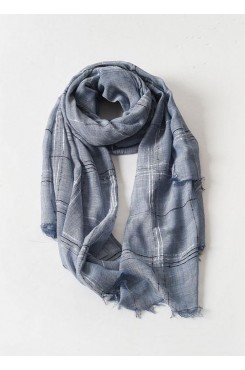 women tassel dark blue cotton linen big scarf casual vintage scarves